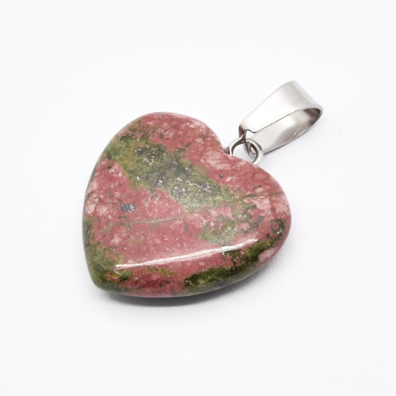 Підвіска Серце, Натур. камінь Унакіт, 20х20 мм (POD-054335)