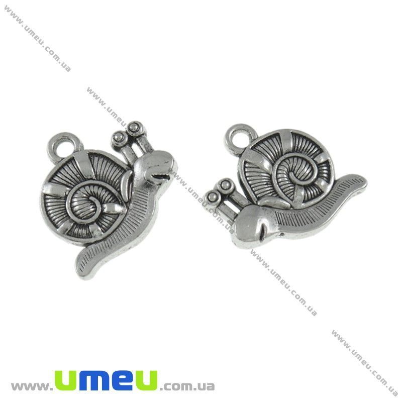 Підвіска метал. Равлик (двостор.), 17х16 мм, Античне срібло (POD-021078)