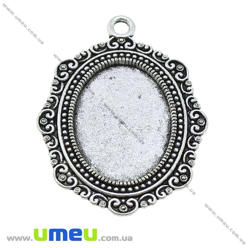 Основа овальна, 42х31 мм, 25х18 мм, Античне срібло (OSN-028244)