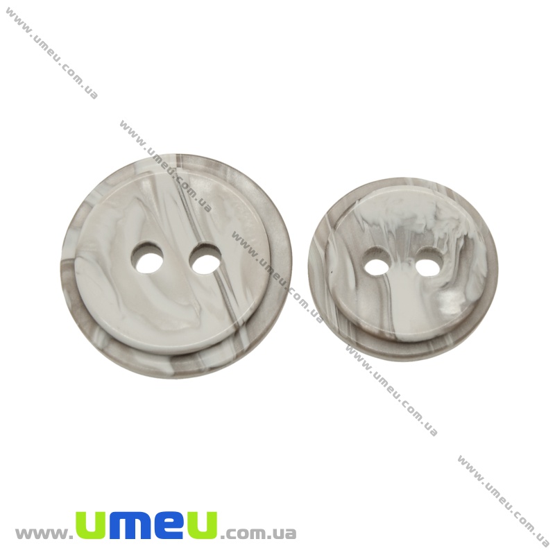 Гудзик пластиковий Круглий, 15 мм, Сіро-коричневий (PUG-021396)