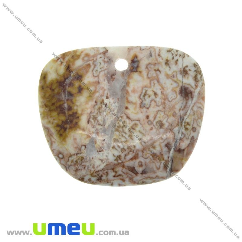 Підвіска з натурального каменю, Агат мереживний (Crazy Agate), 42х36 мм (POD-032999)