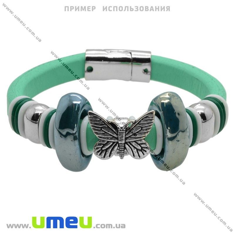 Основа для браслета Regaliz з нат. шкіри, М * ятна, 10х6мм, 20 cм (OSN-006359)