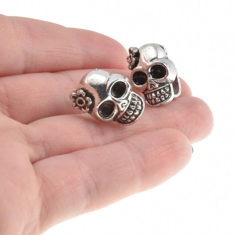 Намистина мет., Череп, 19х13 мм, Античне срібло (BUS-010288)