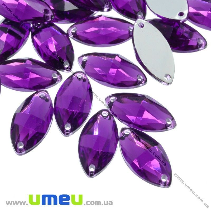 Пришивний кристал пласт. Човник гранований, 12х6 мм, Фіолетовий (KAB-012135)