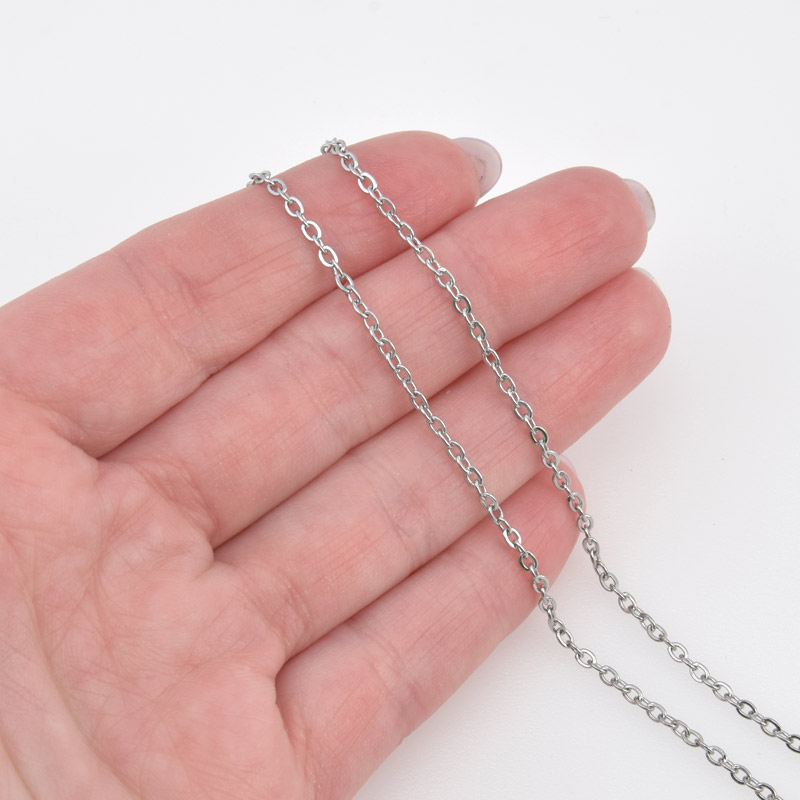 Ланцюг з нержавіючої сталі, 2 мм, Темне срібло (ZEP-058386)