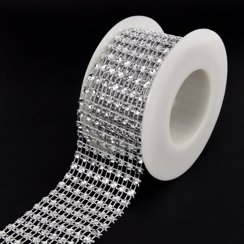 Стразова стрічка (шина), 40 мм, Срібляста (LEN-060988)