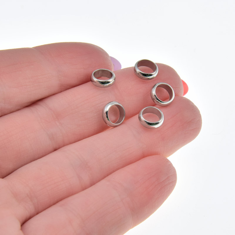 Намистини з нерж. сталі Круглі плоскі, 7х2,5 мм, Темне срібло (STL-058412)