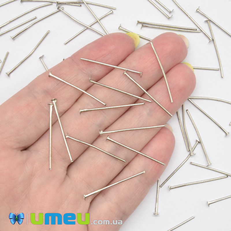 Гвоздики, Темное серебро, 2,4 см, 0,7 мм (PIN-001819)