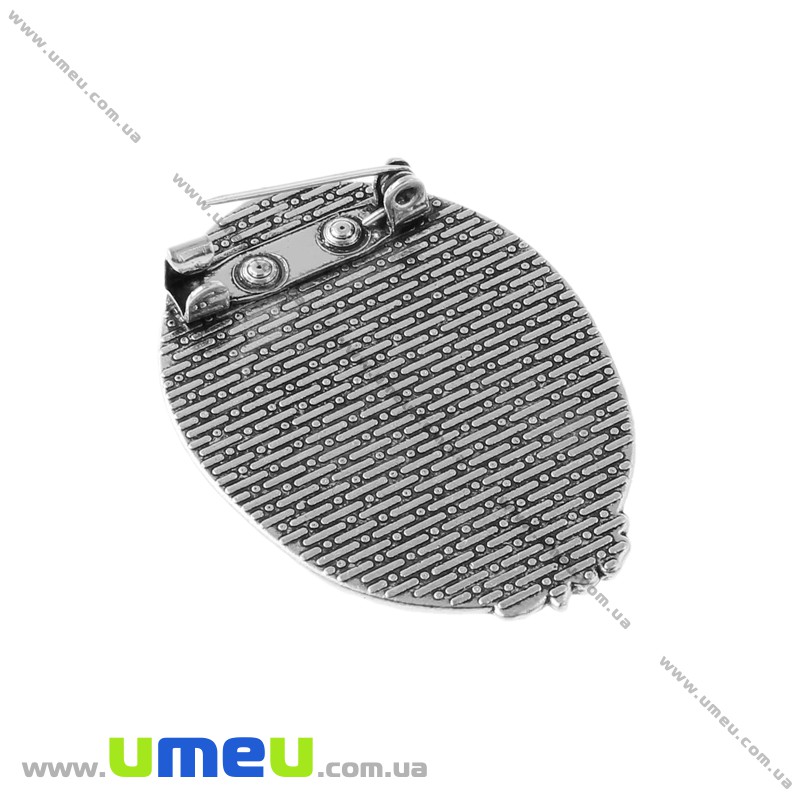 Основа для брошки під кабошон 30х20 мм, 41х30 мм, Античне срібло (OSN-019991)