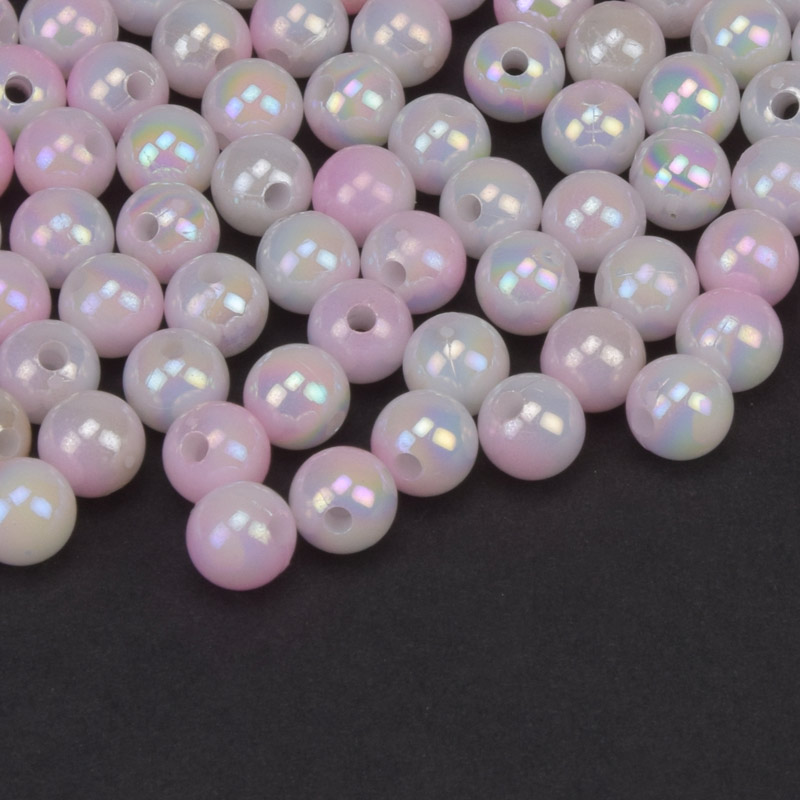 Намистини пластикові градієнтні, Круглі, 6 мм, Рожеві (BUS-059562)