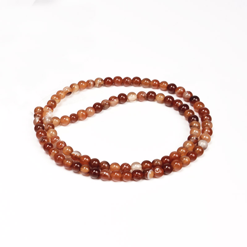 Намистини Агат червоний, Натур. камінь, 4 мм, Круглі (BUS-053958)