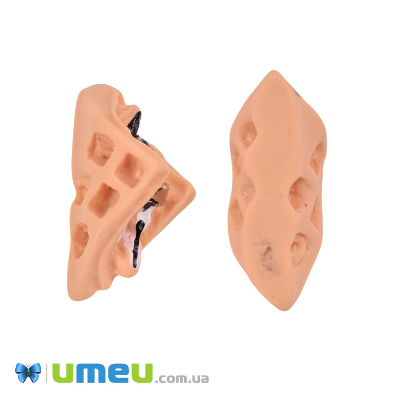 Кабошон из полимерной глины, Вафелька, 27х13 мм, Бежевый (DIF-050818)