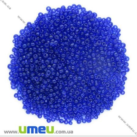 Бісер китайський середній, 8/0, Синій прозорий, 3 мм (BIS-007987)