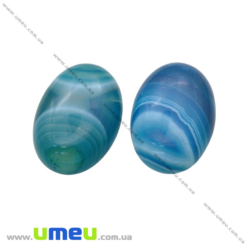 Кабошон нат. камінь Агат синій, Овал, 25х18 мм (KAB-035268)