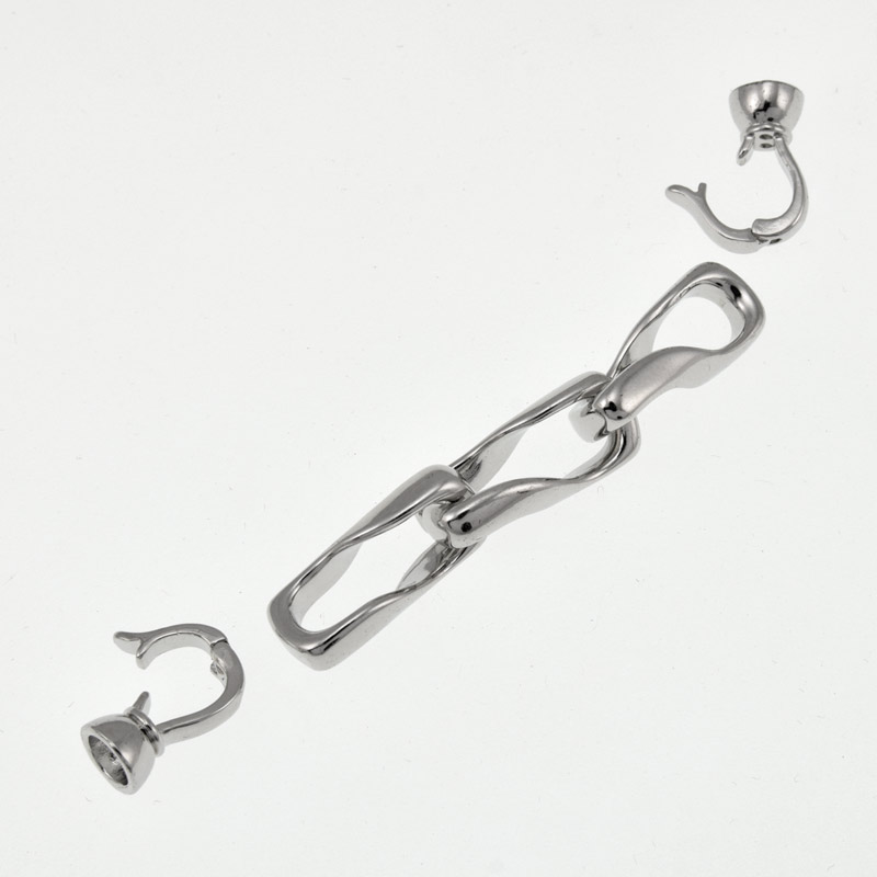 Застёжка, 62х8 мм, Латунь с покрытием Родий (ZAM-060881)