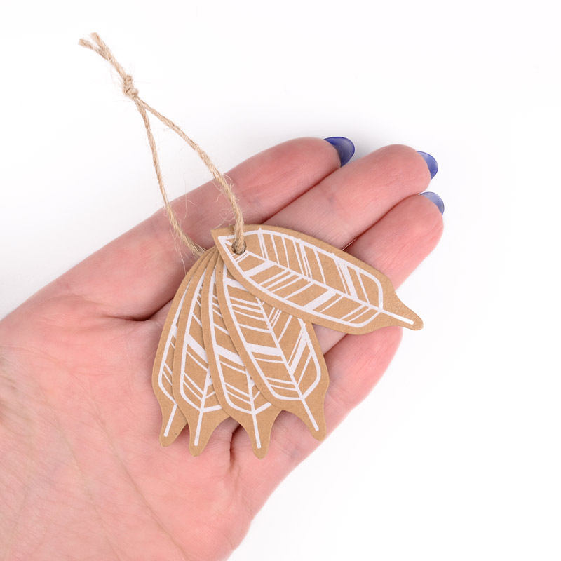 Бирки для подарков, Листик, 50х17 мм, Крафт (UPK-056652)