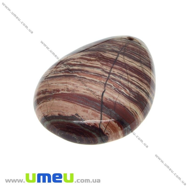 Підвіска з натурального каменю, Окам'яніле дерево, Крапля, 40х31 мм (POD-033017)