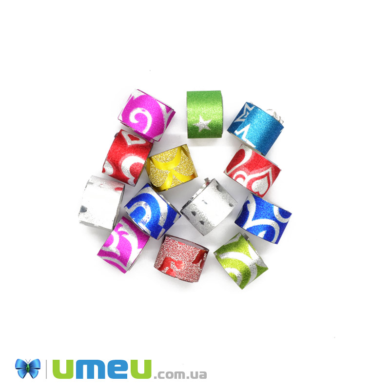 Декоративный скотч глиттерный с рисунком, Микс, 12 мм (10 кат.) (DIF-017941)