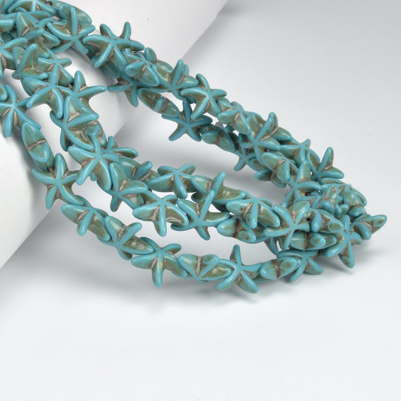 Намистини Бірюза пофарбована, Синт. камінь, 13 мм, Морська зірка (BUS-057175)