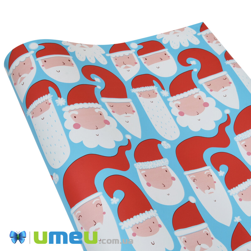 Пакувальний папір Новорічний, Блакитний, 76х100 см (UPK-043022)