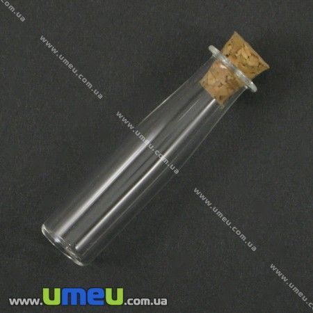 Стеклянная баночка с пробкой, Прозрачная, 10х40 мм (DIF-001866)