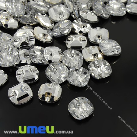 Гудзик пластиковий на полуніжці Квадратний, 14х14 мм, Білий (PUG-012836)