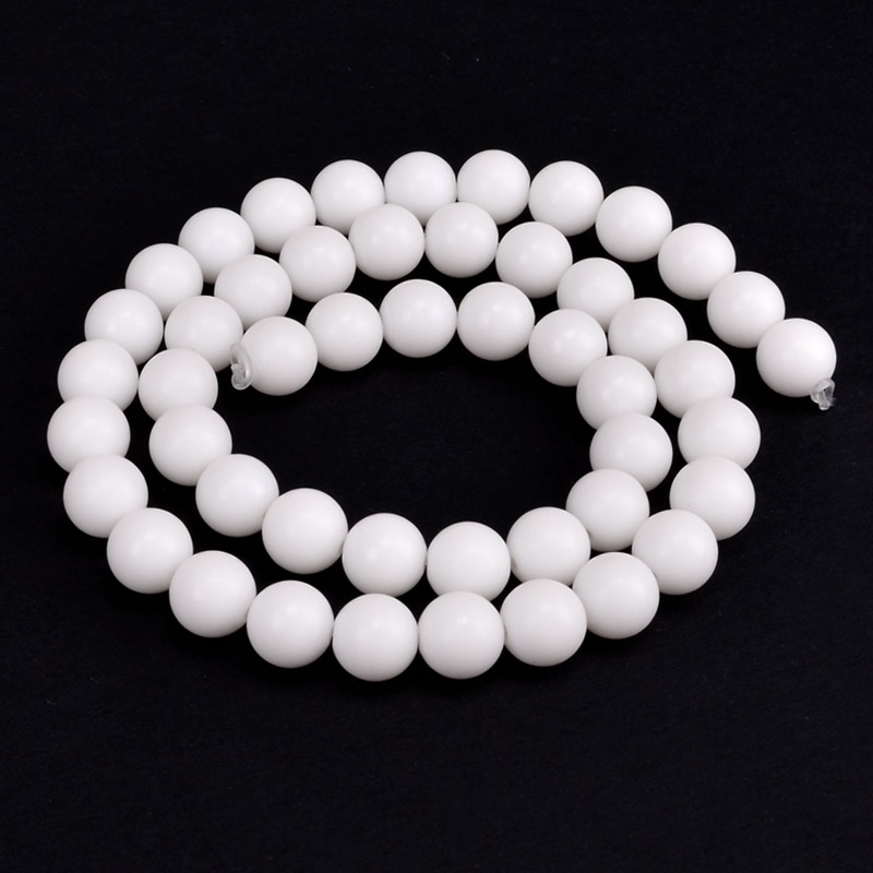 Намистини Мармур білий, Синт. камінь, 8 мм, Круглі (BUS-051866)