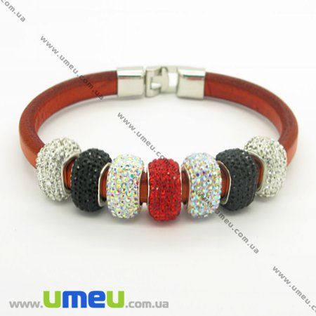 Намистина Regaliz (Licorice) зі стразами Swarovski, 19х16х11 мм, Червона (BUS-006371)