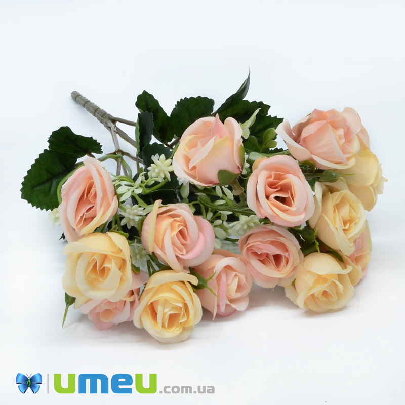 Букет троянд, 34 см, Рожево-жовтий (DIF-044720)