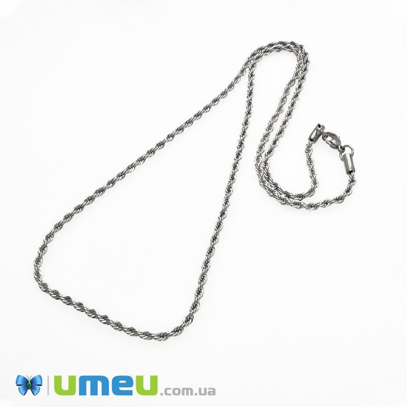 Основа на шию з нерж. ст., Темне срібло, 3 мм, 60 см (STL-049650)