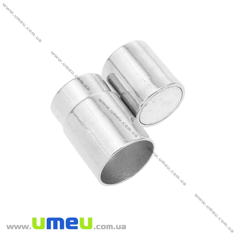 Замок магнітний для вклеювання шнура, Темне срібло, 18х9 мм (ZAM-020087)