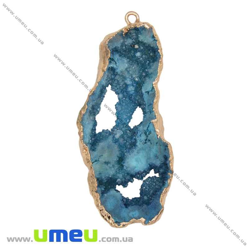 Підвіска з натурального каменю, Друза агату, Блакитна, 55х24 мм (POD-009341)