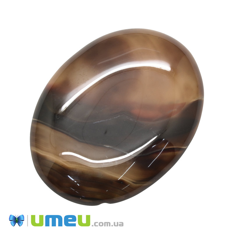 Кабошон нат. камінь Агат коричневий (2 сорт), Овал, 39,9 х29,6 мм (KAB-050614)