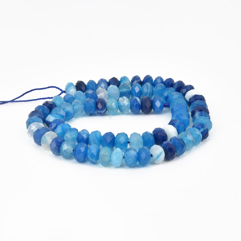 Бусины Агат синий, Натур. камень, 8х5 мм, Рондели (BUS-058169)