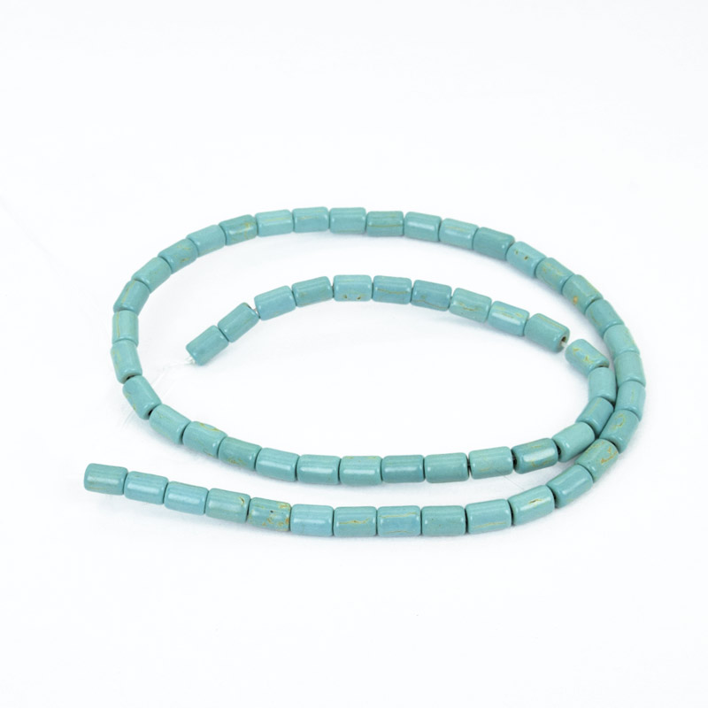 Намистини Бірюза пофарбована, Синт. камінь, 6х4 мм, Циліндр (BUS-057560)