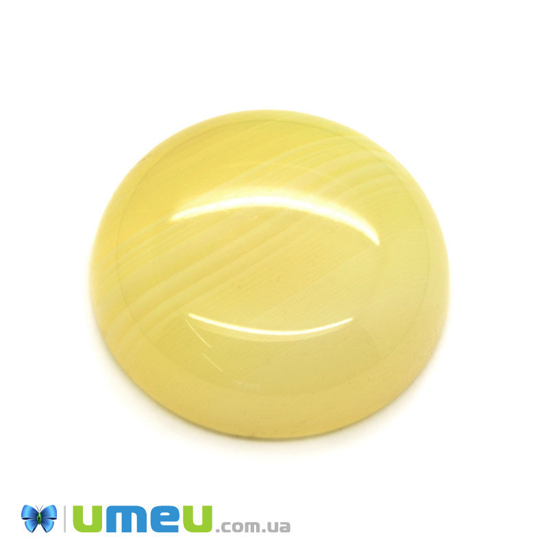 Кабошон нат. камінь Агат жовтий, Круглий, 20,2 мм (KAB-049943)