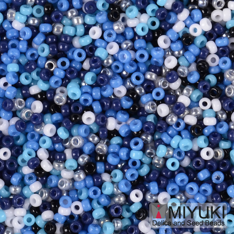 Бісер японський Miyuki круглий RR 15/0 №MIX28, Мікс синій (BIS-051218)