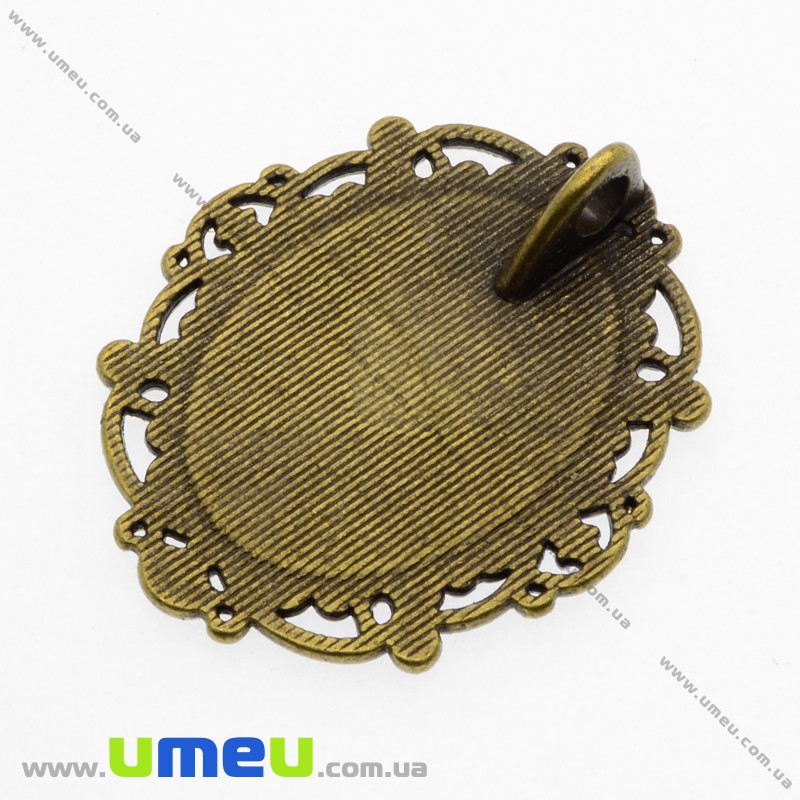 Основа овальна ажурна, 37х31 мм, 24,5х18 мм, Антична бронза (OSN-002208)