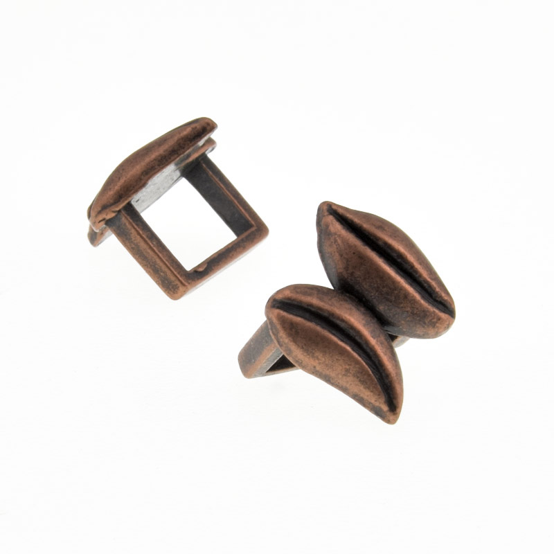 Бусины мет. Листики, 14х17 мм, Медь (BUS-016921)