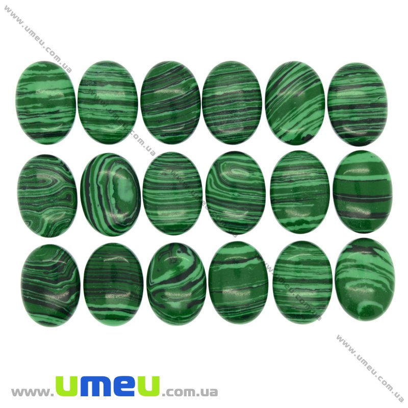 Кабошон нат. камінь Малахіт (син.), Овал, 25х18 мм (KAB-009425)