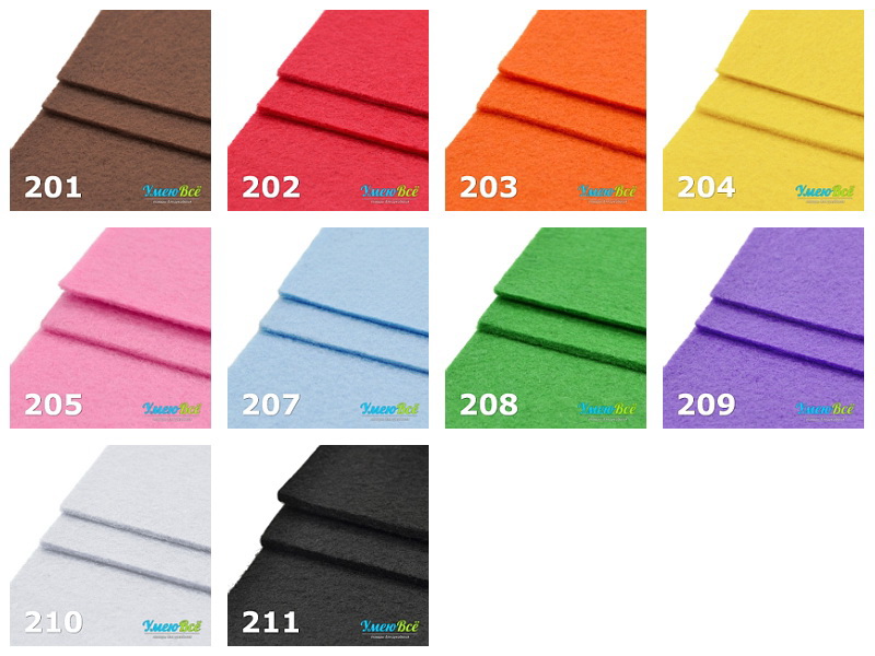 Фетр 2 мм, 30х30 см, 210 Білий (FLT-011595)