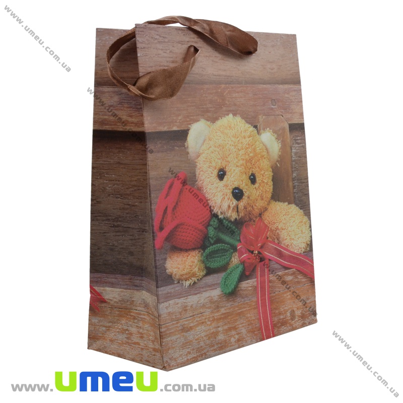 Подарунковий пакет Ведмедики, 32х26х10 см, Коричневий (UPK-035622)