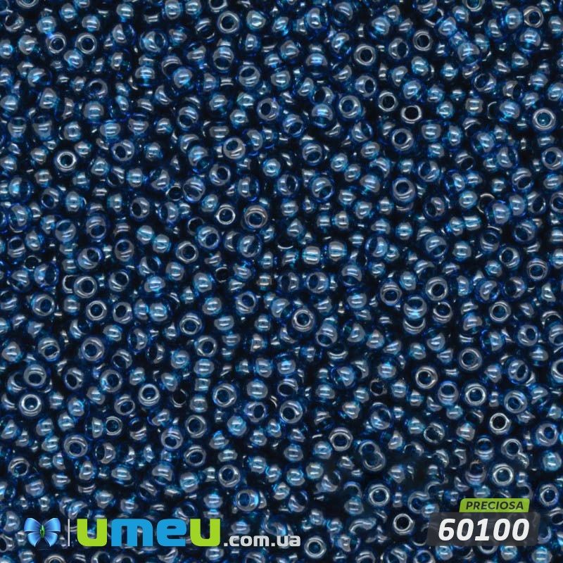 Бісер чеський 15/0, №60100, Синій темний, Прозорий (BIS-031281)