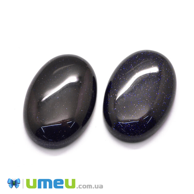Кабошон нат. камінь Авантюрин синій, Овал, 30х20 мм (KAB-043078)