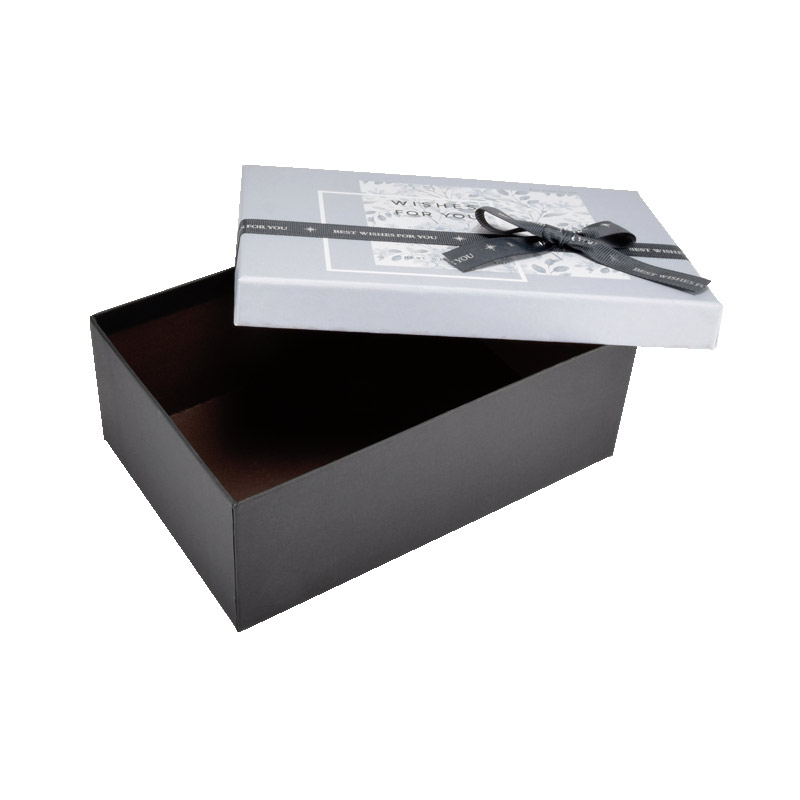 Подарункова коробка Прямокутна, 21х14х8 см, Чорно-сіра (UPK-060661)