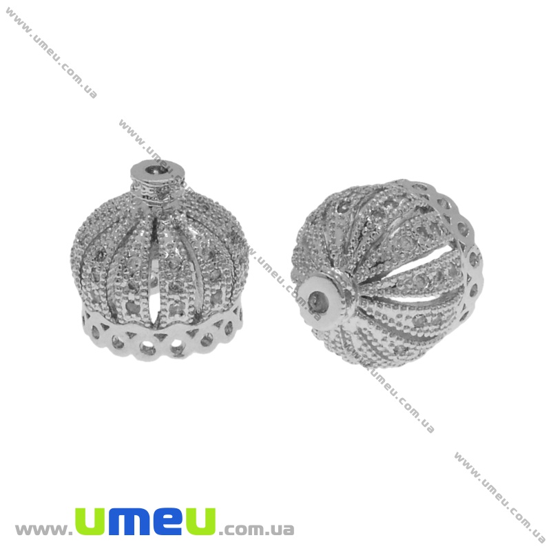 Ковпачок металевий, 14х13 мм, Темне срібло (OBN-035098)