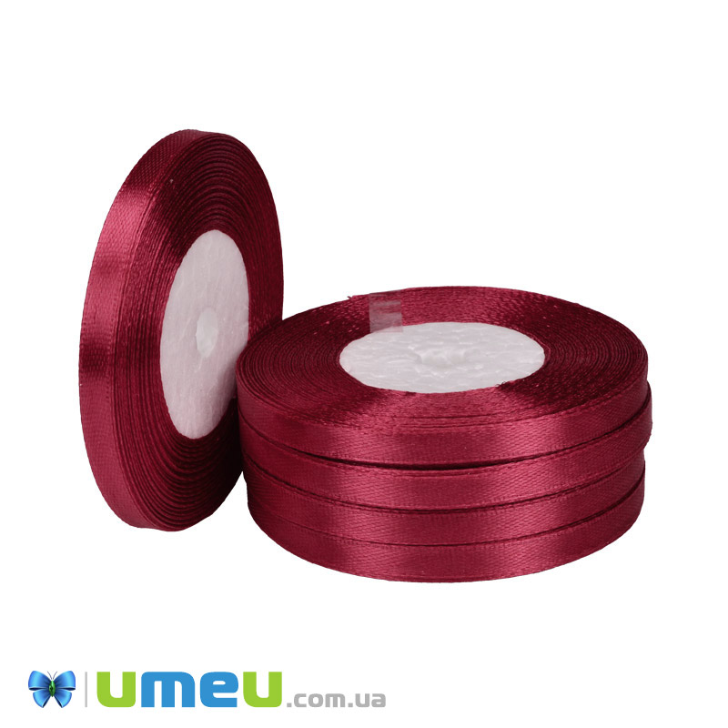 Атласна стрічка, 6 мм, Бордова (LEN-050971)