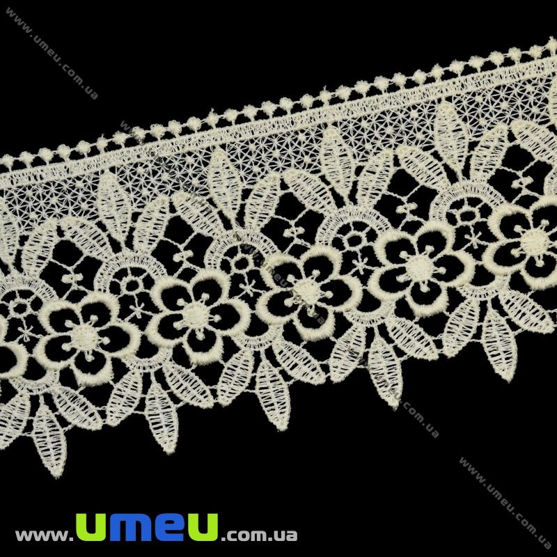 Мереживо плетене, 77 мм, Кремове (LEN-011912)