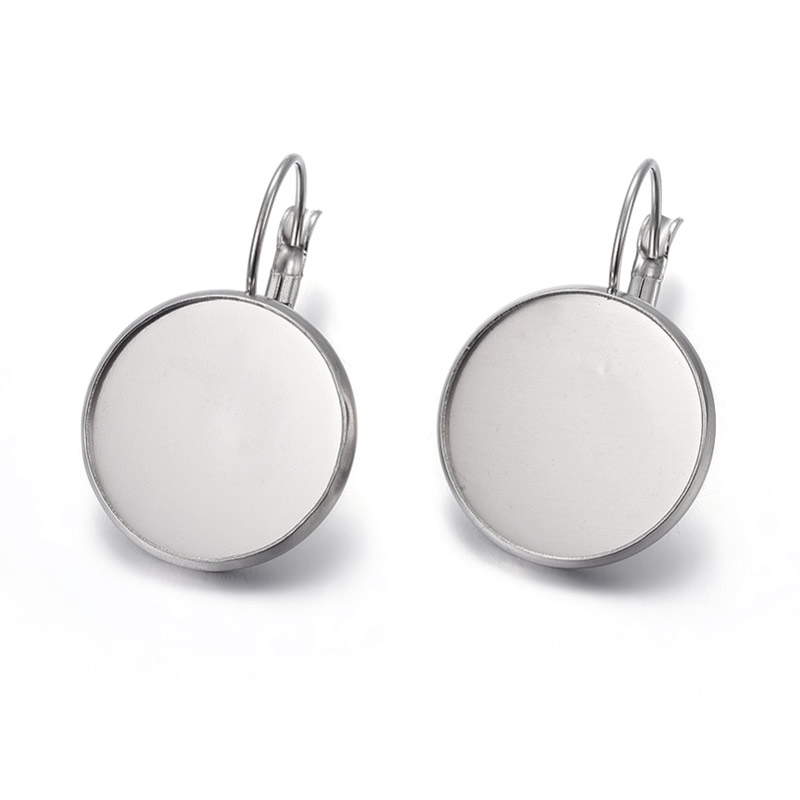 Швензи з нерж. сталі з майданчиком під кабошон 16 мм, 28х18 мм, Темне срібло (STL-060517)