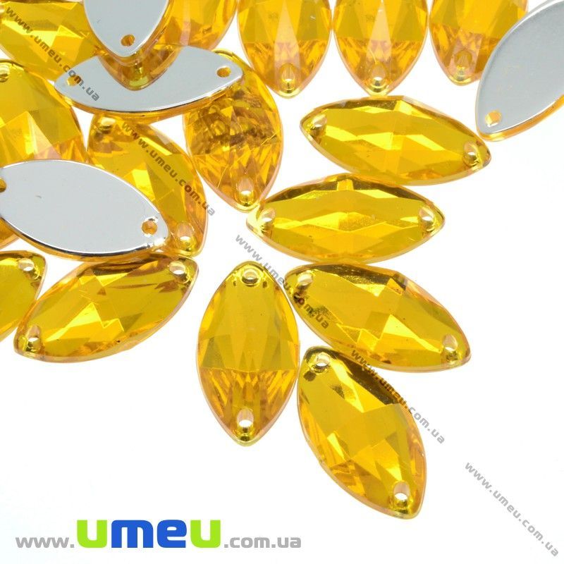 Пришивний кристал пласт. Човник гранований, 12х6 мм, Помаранчевий (KAB-012132)